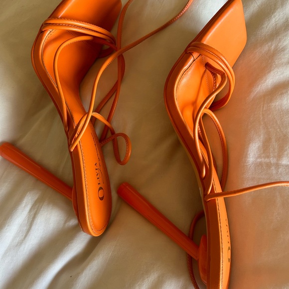 EGO orange lace up block heels - Picture 7 of 7